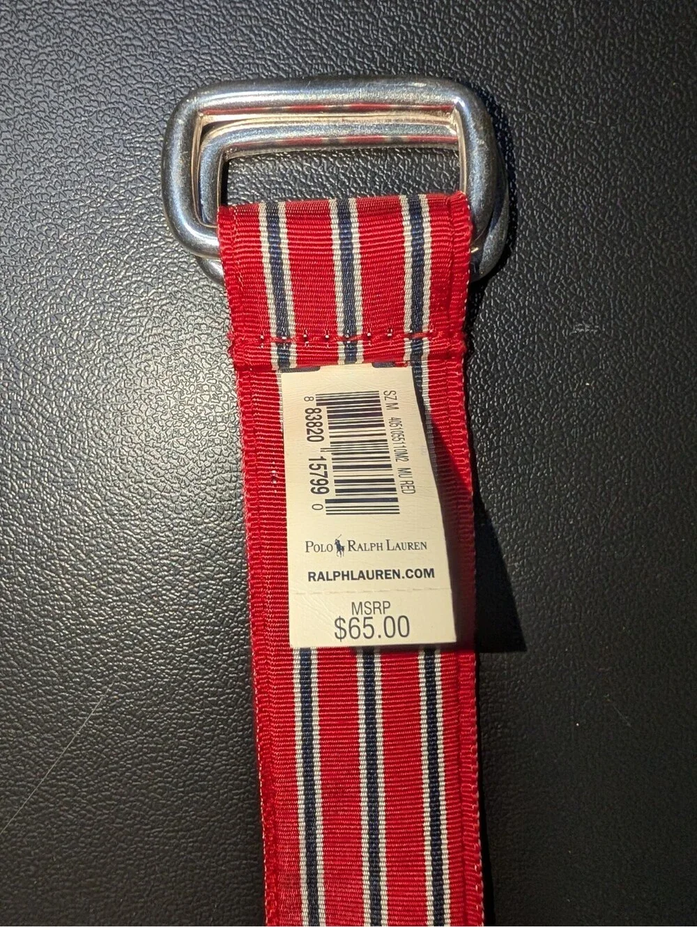 Vintage Polo Ralph Lauren D Buckle Belt Red Blue White Stripe 42